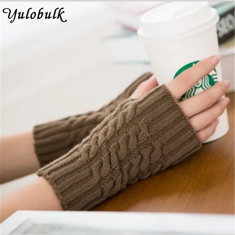 

Women Winter Fingerless Gloves Long Thick Warm Knitted Gloves Womens Mittens Black Fingerless Gloves Guantes Mujer Guanti