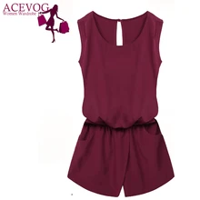 ACEVOG Summer Jumpsuit 2017 Women Playsuit Jumpsuit Casual Sexy Lady Sleeveless Backless Elastic Waist Print Mini Romper overall