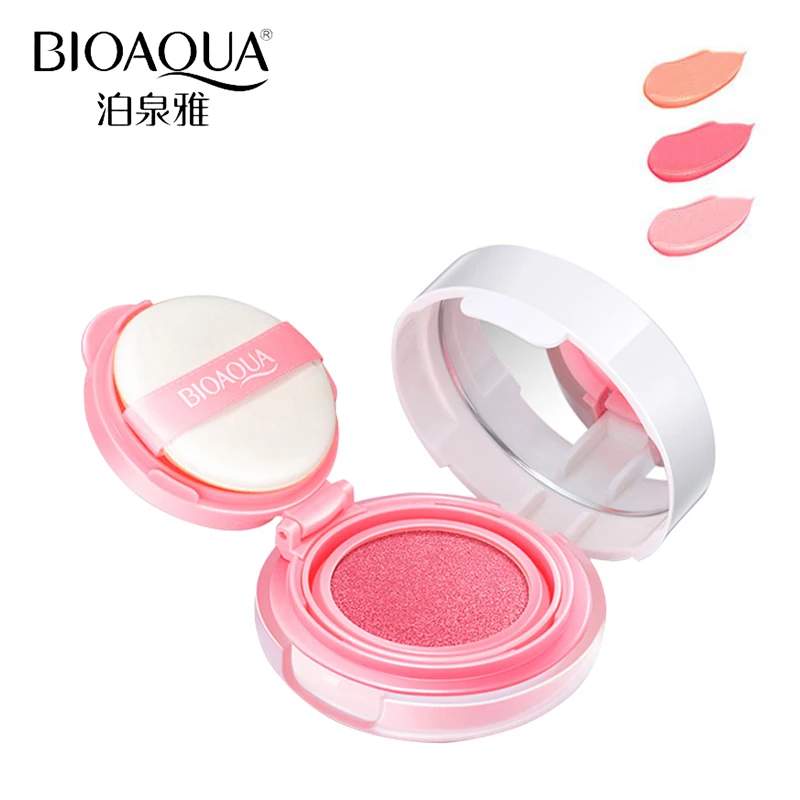 

BIOAQUA Brand 3 Colors Cushion Blusher Palette Makeup Mineral Blush Bronzer Powder Sleek Maquiagem Soft Smooth Liquid Make Up