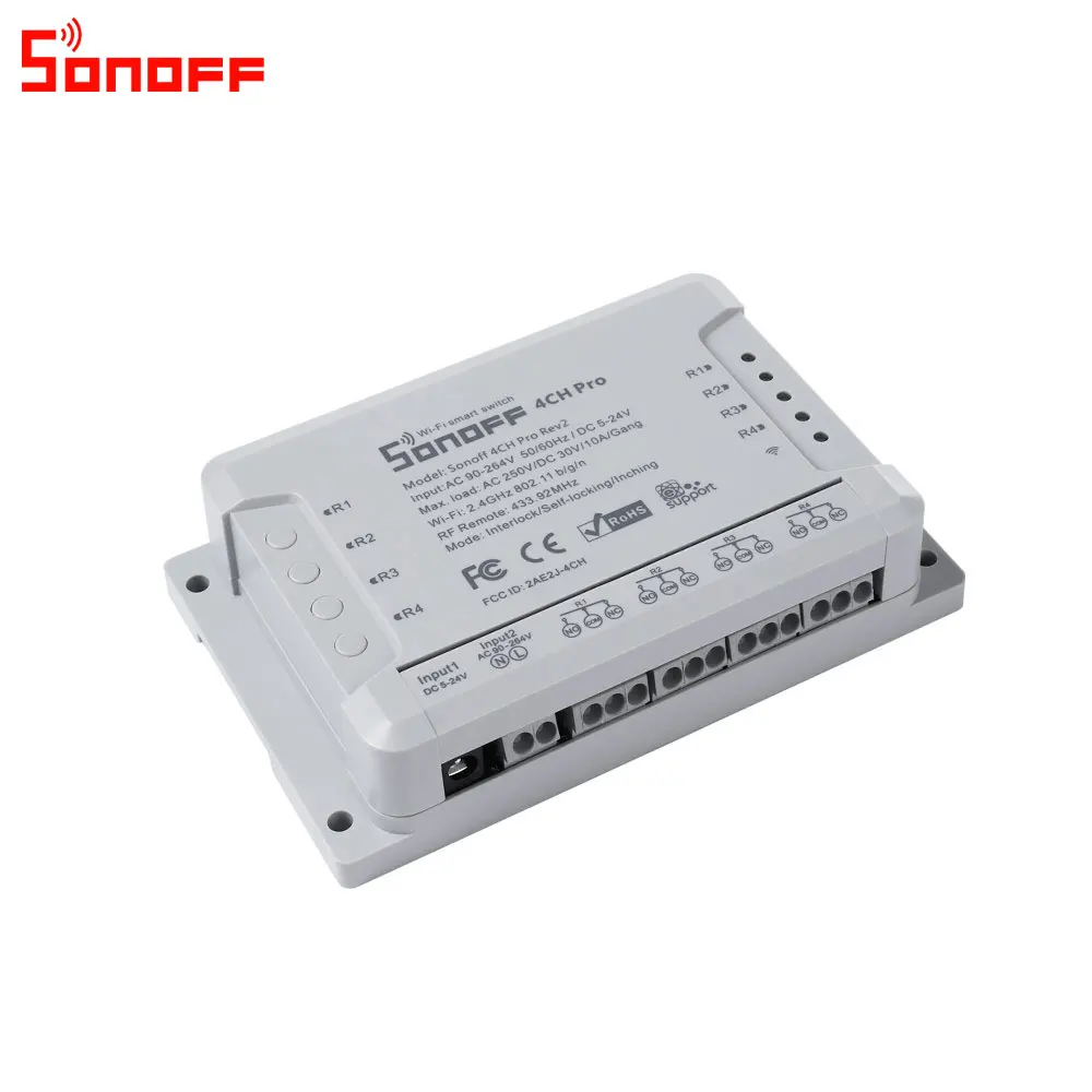 Itead Sonoff 4CH Pro R2 Wifi переключатель 4 канальный встроенный самоблокирующийся