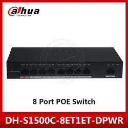 Dahua 8 портов POE коммутатор S1500C-8ET1ET-DPWR IEEE802.3af IEEE802.3at Здравствуйте-PoE 1*10/100 Мбит/с 8*10/100 Мбит/с DH-S1500C-8ET1ET-DPWR