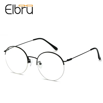 

Elbru Classic Alloy Half Frame Eye Glasses for Men Women Unisex Round Metal Optical Myopia Glasses Spectacles Frame oculos