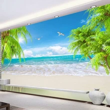 Beibehang 3D обои с видом на море пляж кокосовое дерево пейзаж фото обои 3D гостиная спальня фон фреска обои