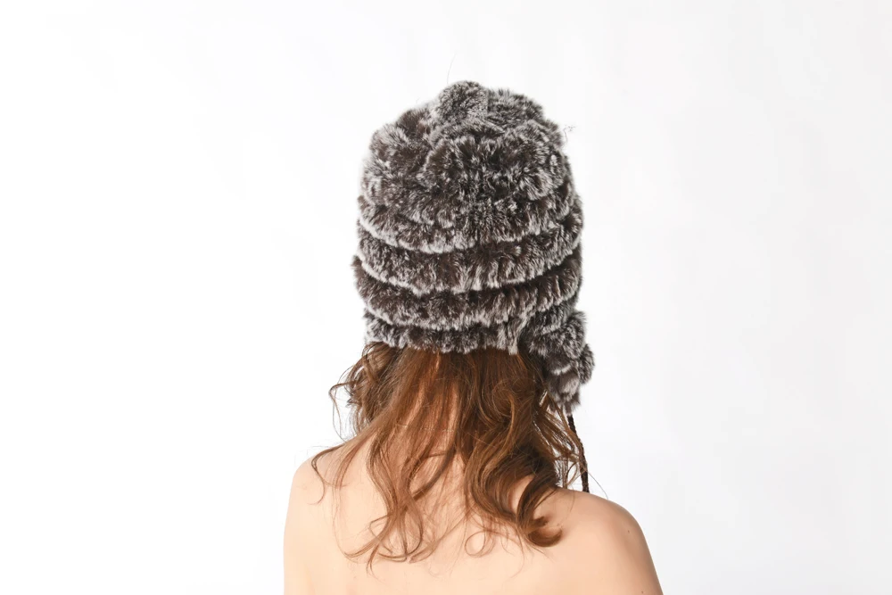 Женский зимний теплый реальный, натуральный, подлинный головной убор из кроличьего меха, зимняя теплая шапка, TBNT8356