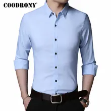 COODRONY, мужская рубашка, мужские деловые повседневные рубашки, знаменитая одежда известного бренда, осенняя Классическая рубашка с длинным рукавом, мужская рубашка 8721