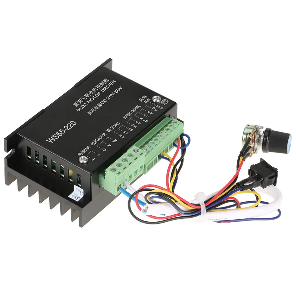 WS55 220 бесщеточный двигатель постоянного тока 48 в 500 Вт CNC шпиндель BLDC контроллер
