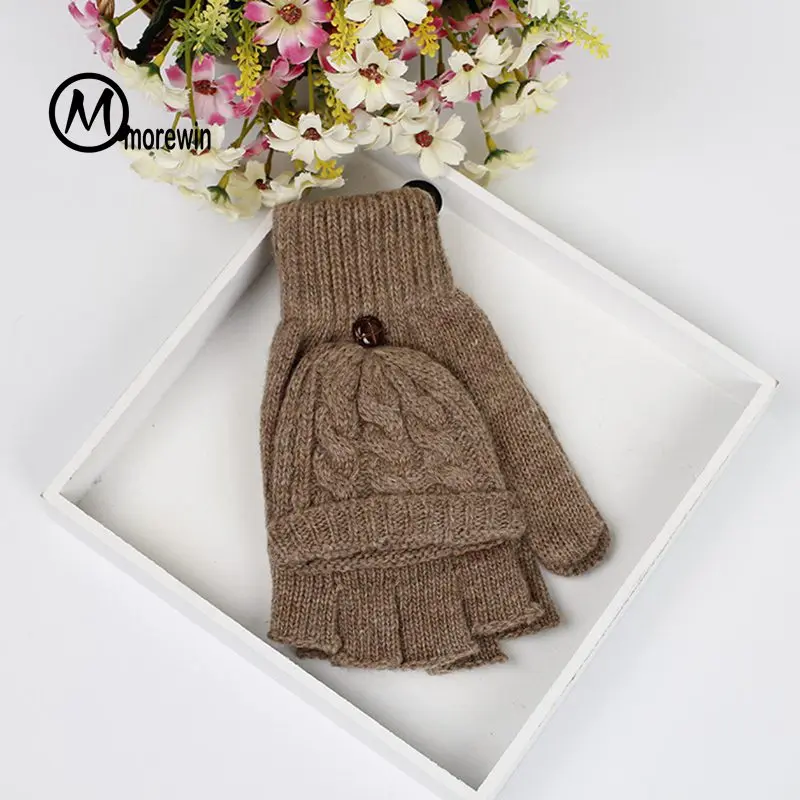 Вязаное украшение из шерсти кашемировые женские перчатки Плетеный перчатки без пальцев, митенки, модные теплые женские варежки для вождения