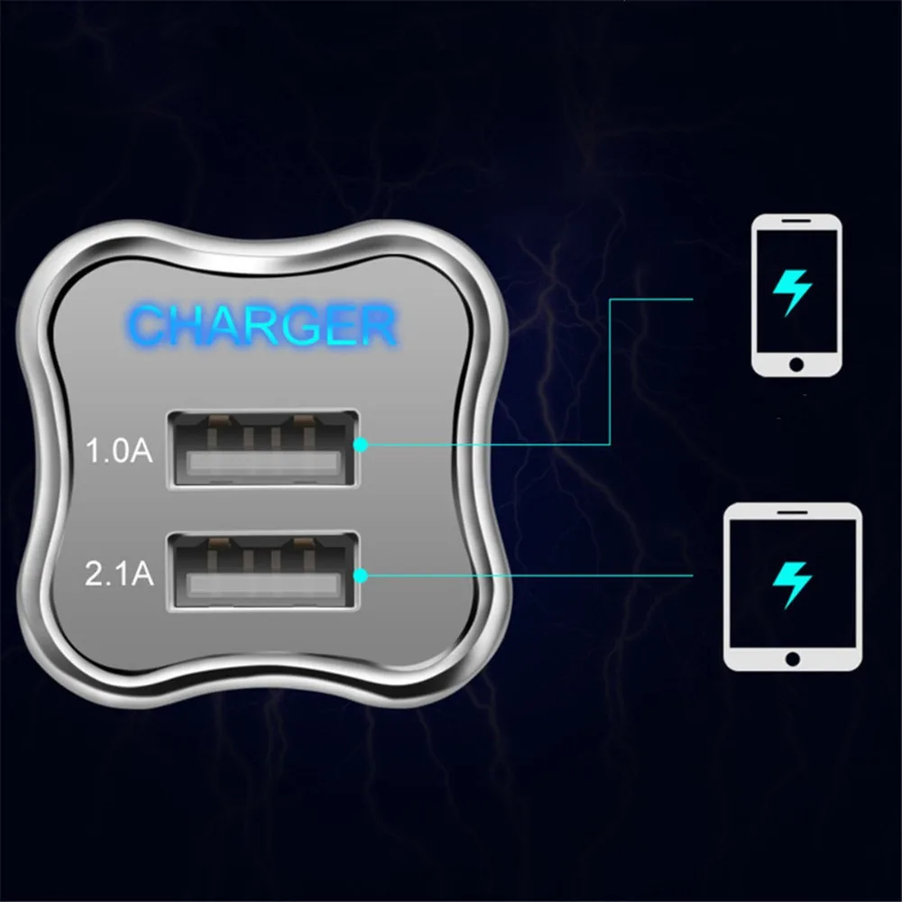 SOONHUA универсальное настенное зарядное устройство с двумя USB, 5 В, 2 А, адаптер для быстрой зарядки, светодиодный светильник, портативное зарядное устройство для путешествий для iPhone, samsung