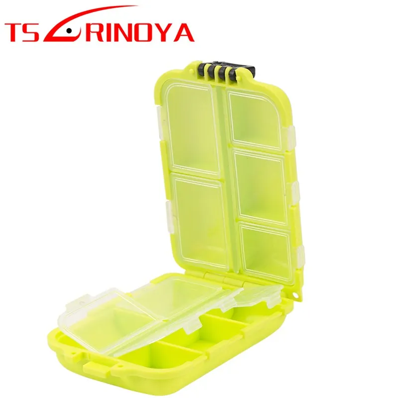 

TSURINOYA 9.6x64x3cm Plastic Fishing Box 10 Compartments Fishing Accessories Storage Fishing Hook Tool Box Carp Fishing Pesca