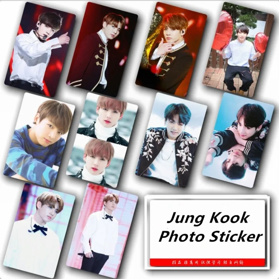 

Kpop Jungkook Personal Photocard Crystal Card Sticker HD Poster Sticky Card 10pcs/set