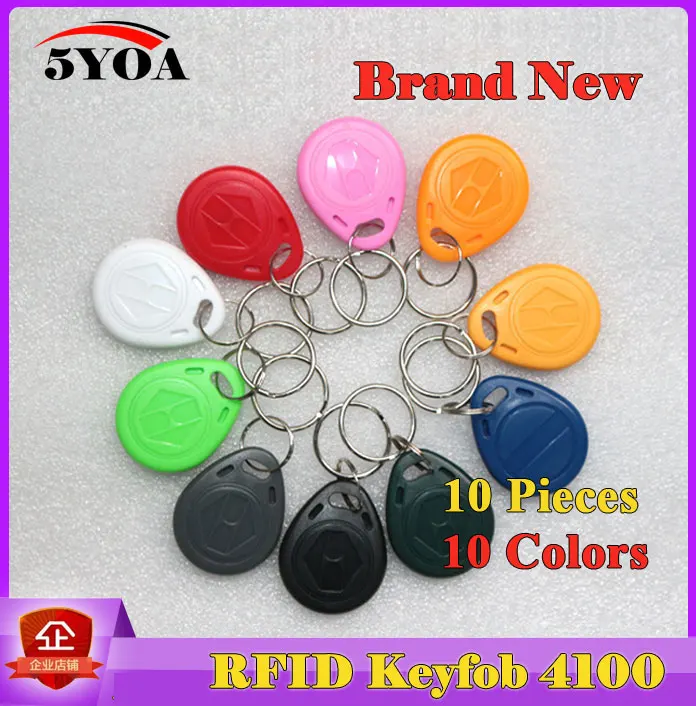 

10Pcs RFID Tag Key Fob Keyfobs Keychain Ring Token 125Khz Proximity ID Card Chip EM 4100/4102 for Access Control Attendance