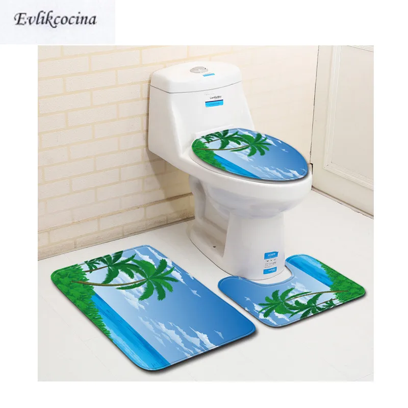 Бесплатная доставка 3 шт. кокосовое дерево Banyo коврик для ванной комнаты Набор