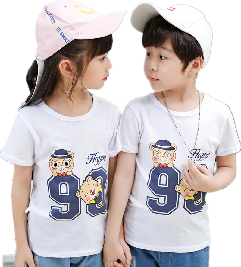 

New Children's Short Sleeve T-shirt for Summer 2019 Boys and Girls Bottom Shirt Pure Cotton Short Sleeves