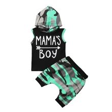 Summer Newborn Kids Arrow boy Set Baby Boys Camouflage Hoodie Tops T-shirt+Short Pants Sets 2Pc