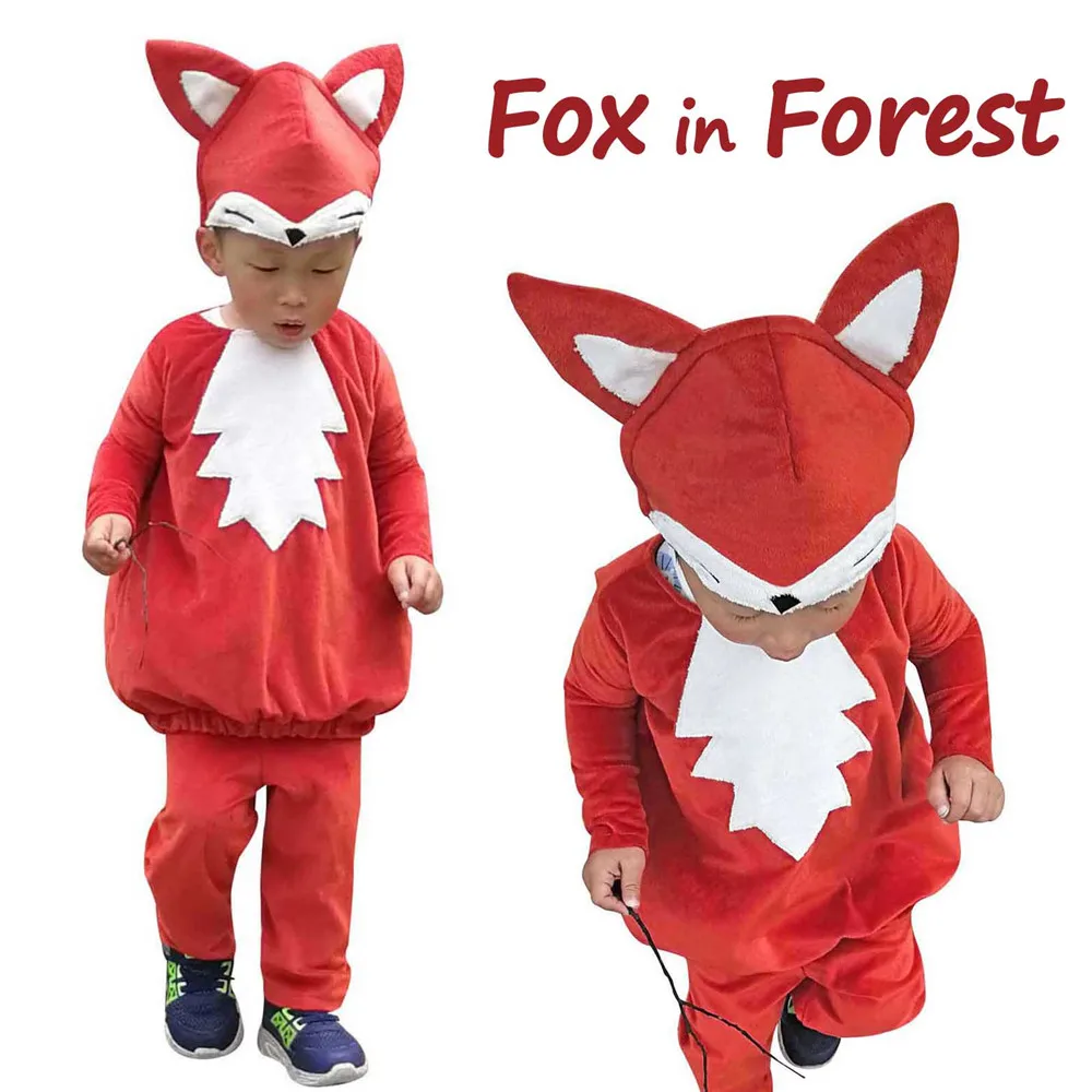 Girls Red Fox Woodland Forest Animal Halloween Costume Dress Headband Child Girls Red Fox Woodland Forest Animal Halloween Costume Dress Headband Child