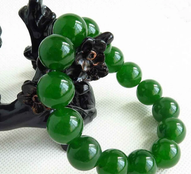 

Hot sell Noble- 435 NEW 100% Natural Green Beads Jade (A0427) Bracelet Handmade 12MM Bead AAA
