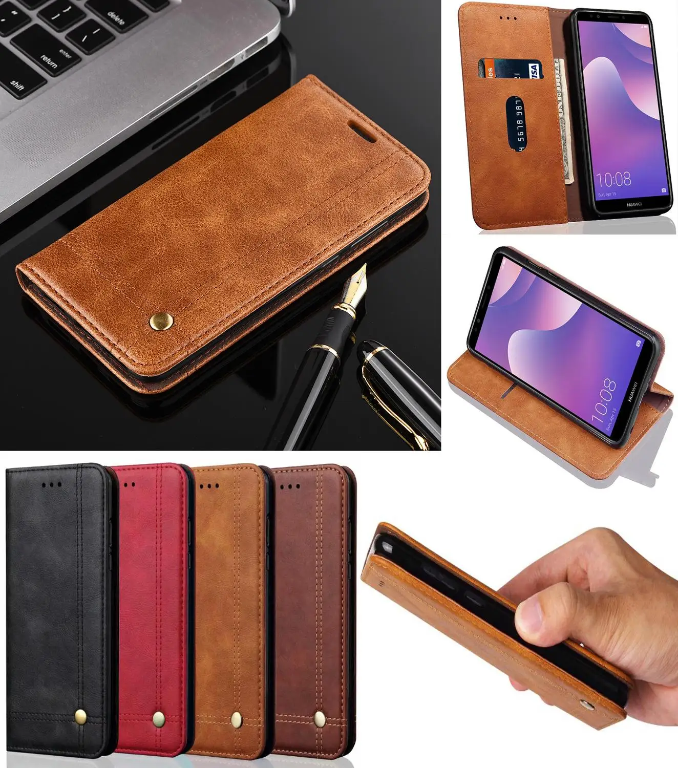 Retro Classic Stand Wallet Leather Case For Huawei P Smart Plus 2019 Y9 2018 Nova 3i 4 Y7 Pro With Magnetic | Мобильные телефоны и