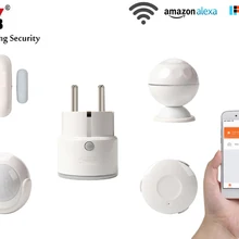 Yobang охранный-wifi датчик s Набор сигнализации опция умная розетка EU розетка обнаружение утечки воды PIR датчик движения датчик окна двери датчик