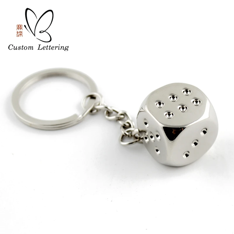 Hot Sale Dice Keychain Metal Private Custom Key Chain Ring Holder