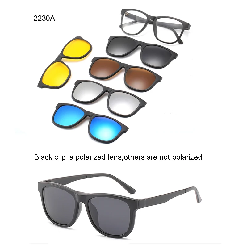 5 Lenes магнит солнцезащитные очки клип зеркальная застежка на солнцезащитные очки клип на очки поляризованные на заказ рецепт близорукость ночное видение - Цвет линз: CT2230A