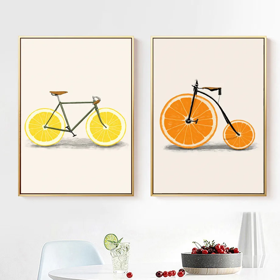 AFFLATUS-Wall-Art-Canvas-Painting-Posters-And-Prints-Abstract-Art-Lemon-Bike-Canvas-Poster-Wall-Pictures (2)
