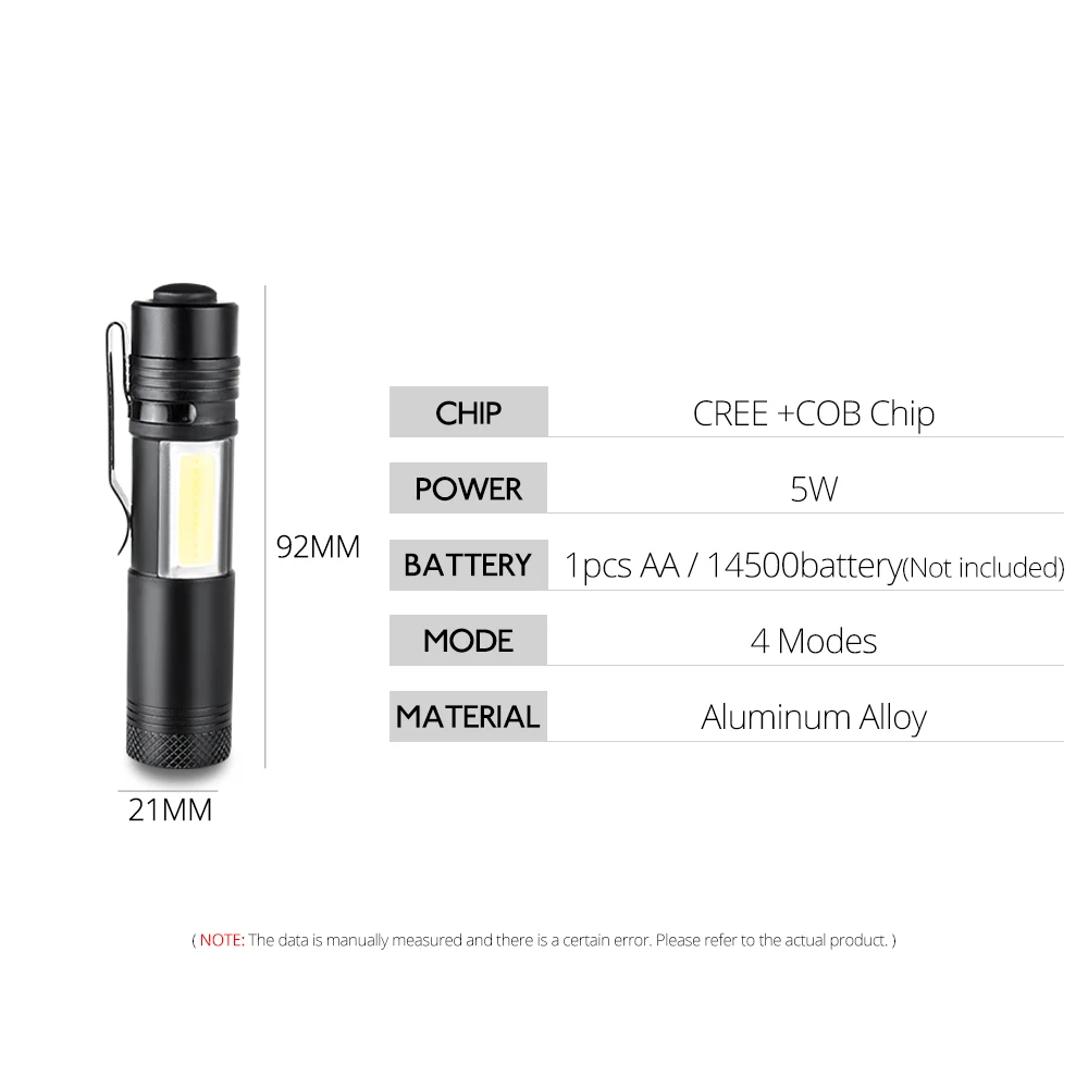 Multifunction IP65 Waterproof Flashlight AA14500  LED Outdoor Camping 4 Modes Portable CREE Chip Powerful Mini Torch Flashlight (5)