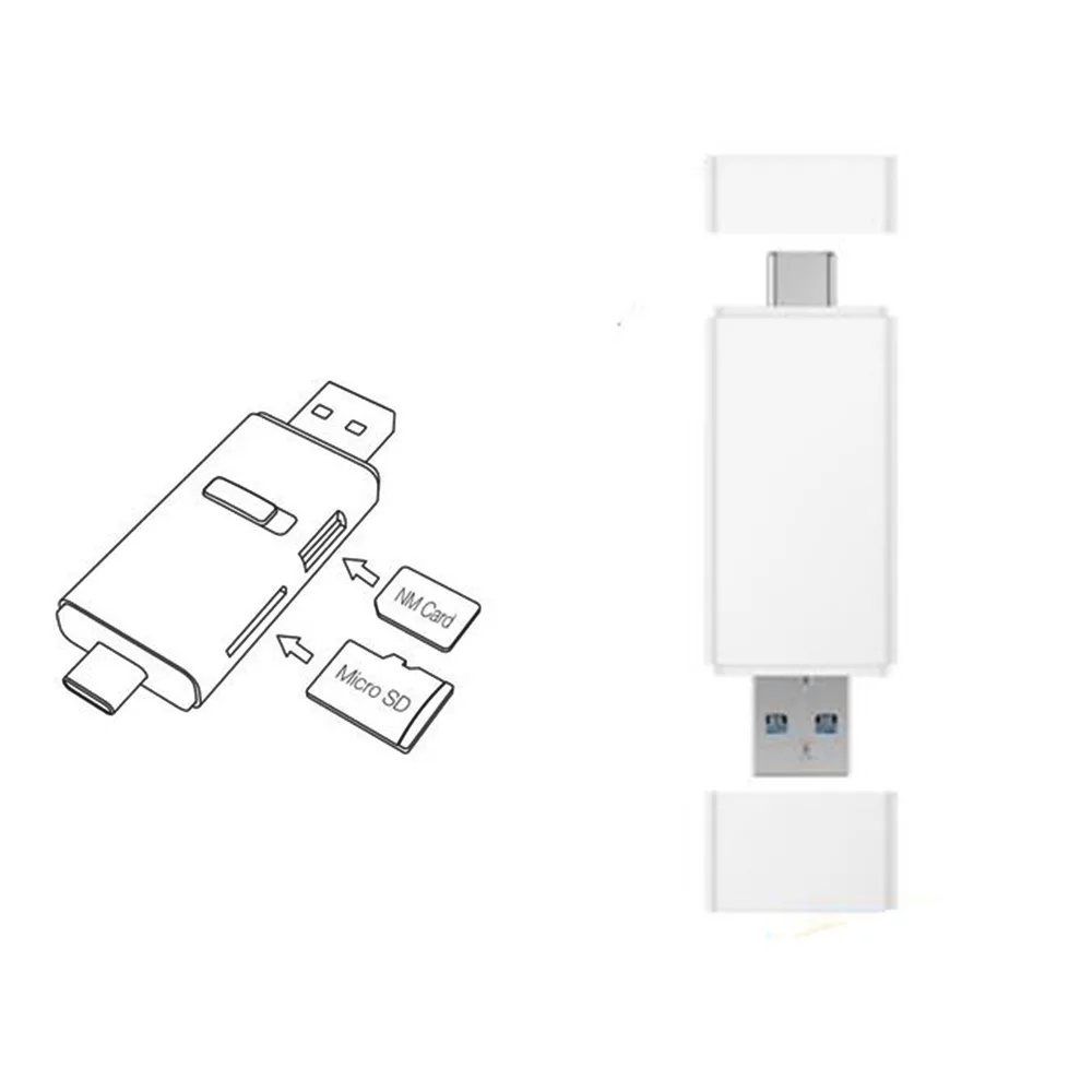 

100MB/s For Huawei NM Nano Memory Card Reader Micro SD Type-C USB-A 2 in1 Card Reader For Mate 20 Pro With USB 3.1 Gen 1