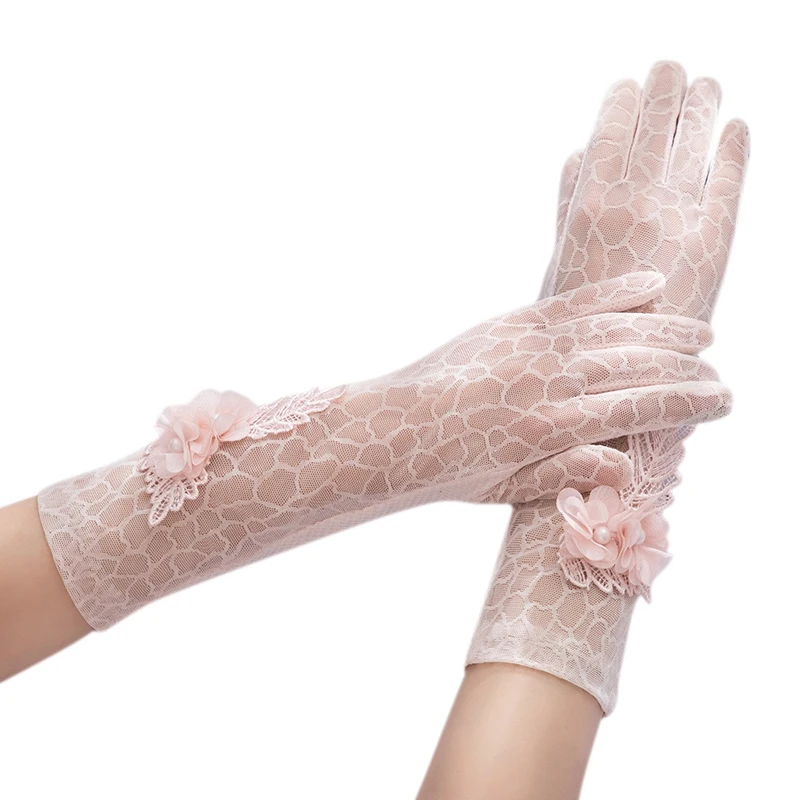 

New Women Short Gloves Lady Sexy Lace Mittens Summer Full Finger Gloves Breathable Driving Gloves Sun Protection Lace Mitten