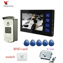 Yobang Security 7″ Video Intercom Doorbell Phone Monitors Doorbell IR Camera for Family Apartment + 5 pcs RFID Access System