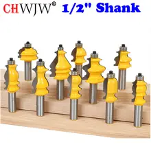 10 Bit Architectural Molding Router Bit Set 1 2 Shank Line knife font b Woodworking b