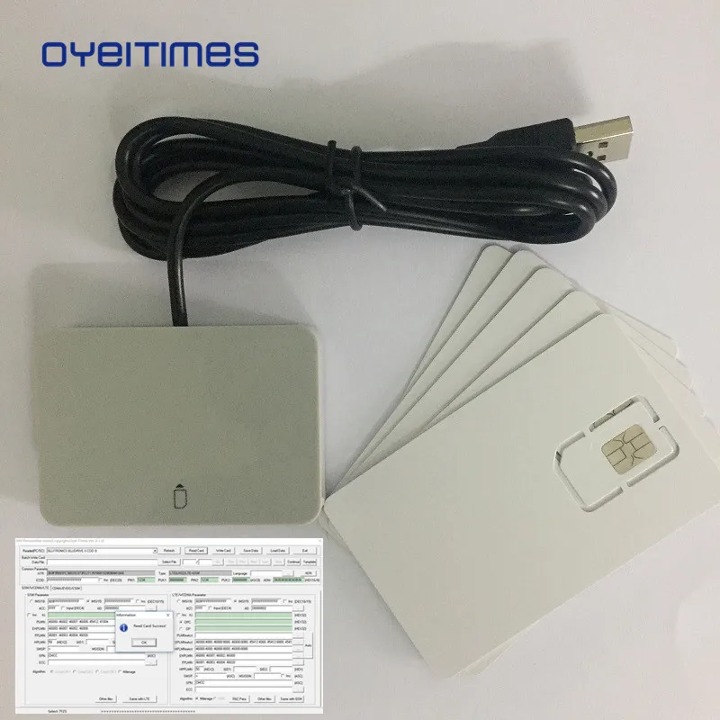 

OYEITIMES New Chip Blank 4G LTE SIM Card MCR3512 SIM Card Reader Writer Software For Operator Milenage COMP128-1-2-3 Algorithm