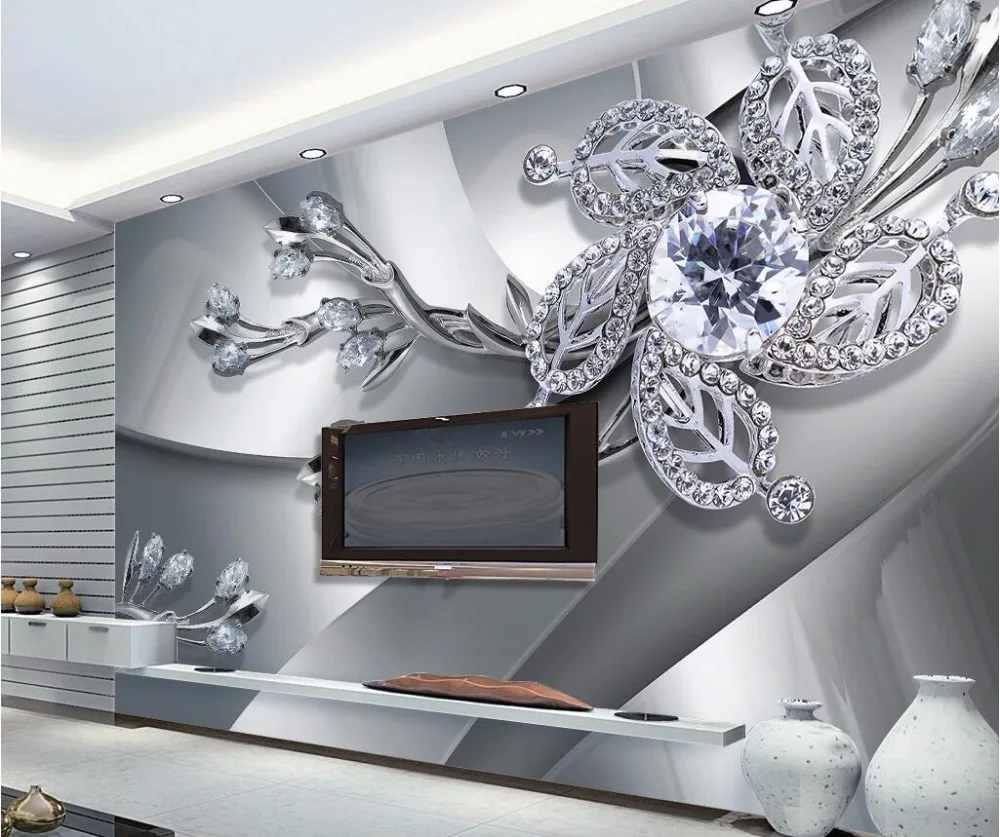 Beibehang personalizado foto papel de parede grande fresco 3d flores luxo 3d jóias tv fundo da parede 3d 31