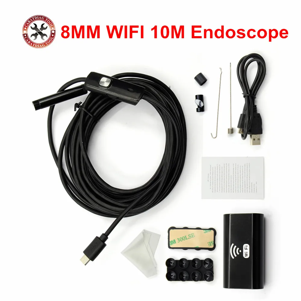 

WiFi Endoscope 8mm 720P HD Wifi Camera 10m wire USB Iphone Endoscope Waterproof Camera Android iOS Boroscope Camera with 8 LEDS