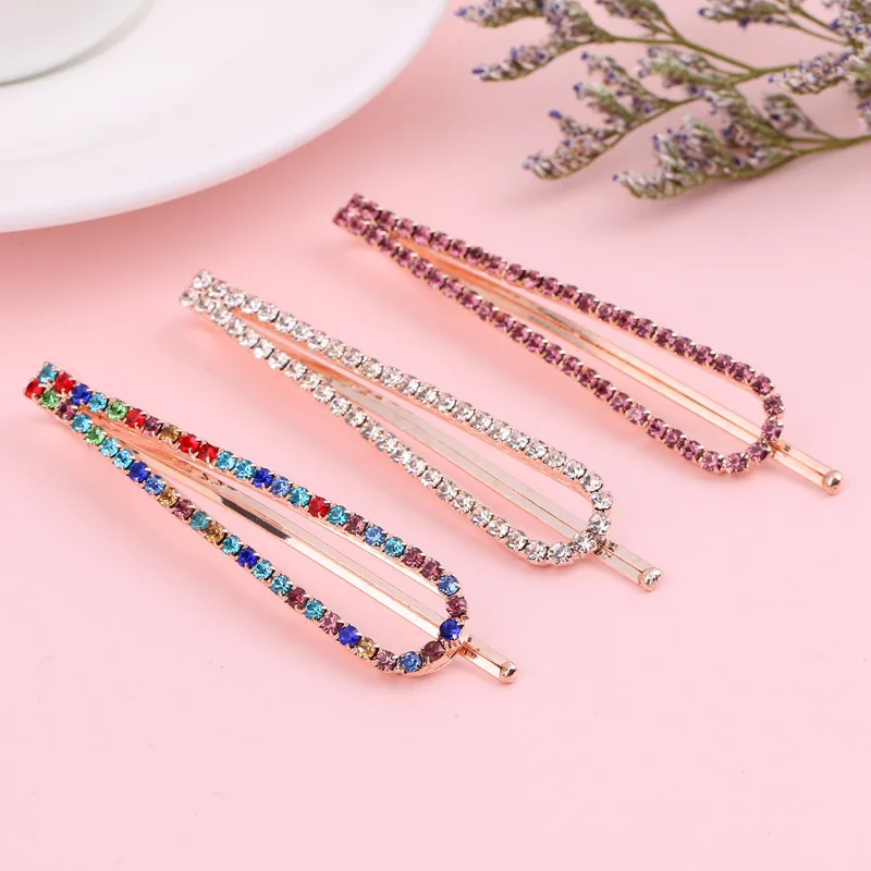 

1PC Black White Women Crystal Rehinstone Fashion Hairpins Alloy Barrette Hair Clips