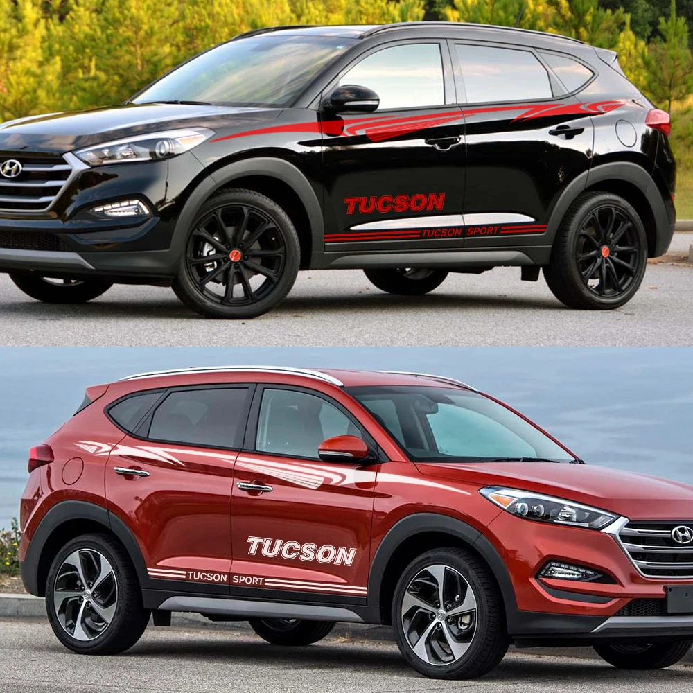 2pcs Car Both Side Door Stickers Vinyl Film Automobiles Sports Graphics Decals For Hyundai Tucson Styling Tuning Car Accessories