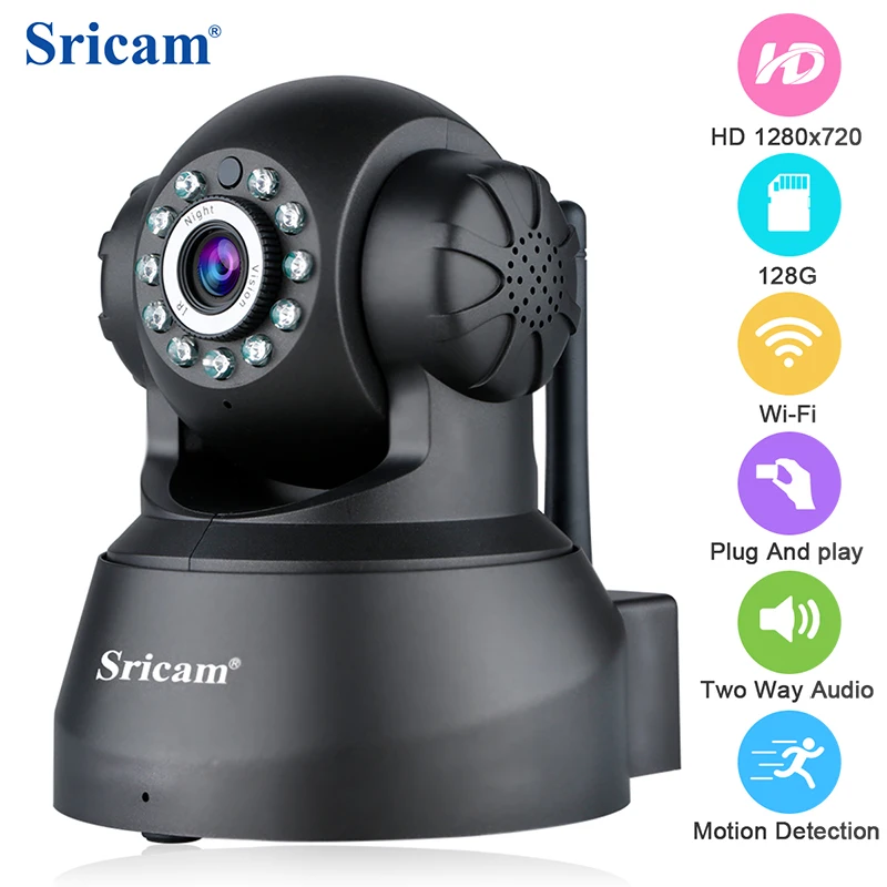 

Sricam SP012 720P Mini Wireless IP Camera ONVIF Home Security Camera Wifi Pan/Tilt Surveillance P2P Baby Monitor TF card slot