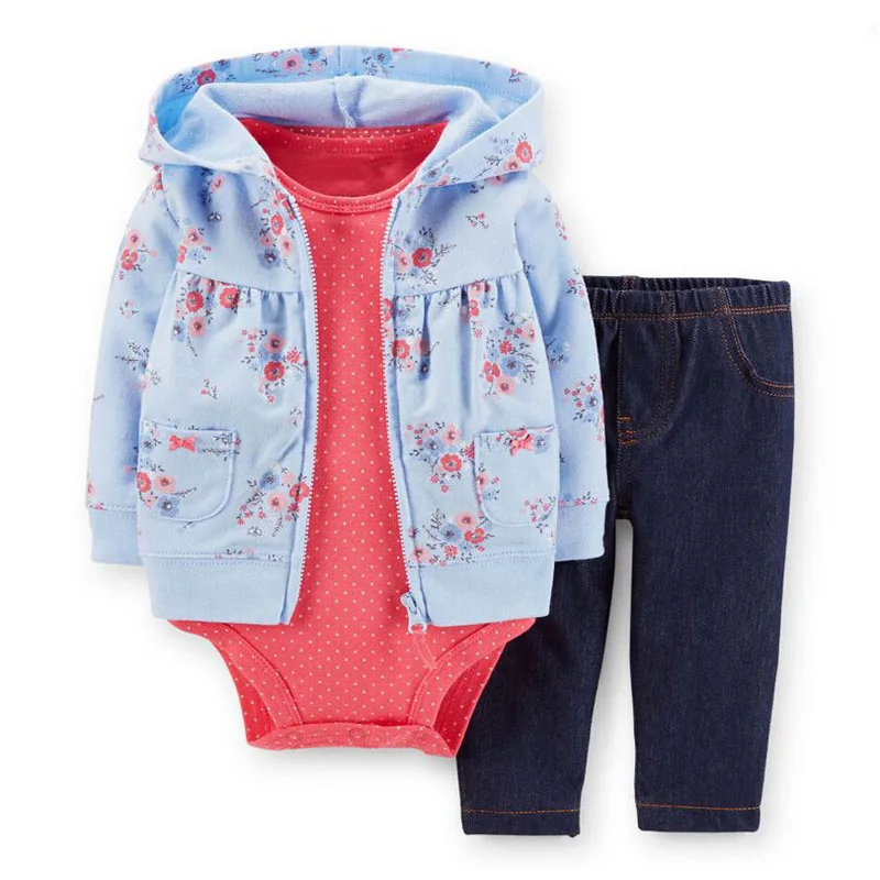 Коллекция года, весенне-осенняя одежда для малышей пальто с капюшоном и длинными рукавами+ боди+ штаны, комплект одежды для маленьких мальчиков и девочек, повседневный костюм для новорожденных