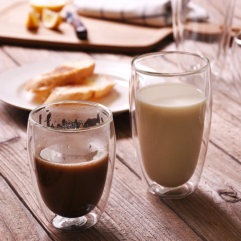 

150-450ML Glass Coffee Mug Clear Double Wall Insulated Thermal Tea Cup Lemon Juice Cup Drinkware