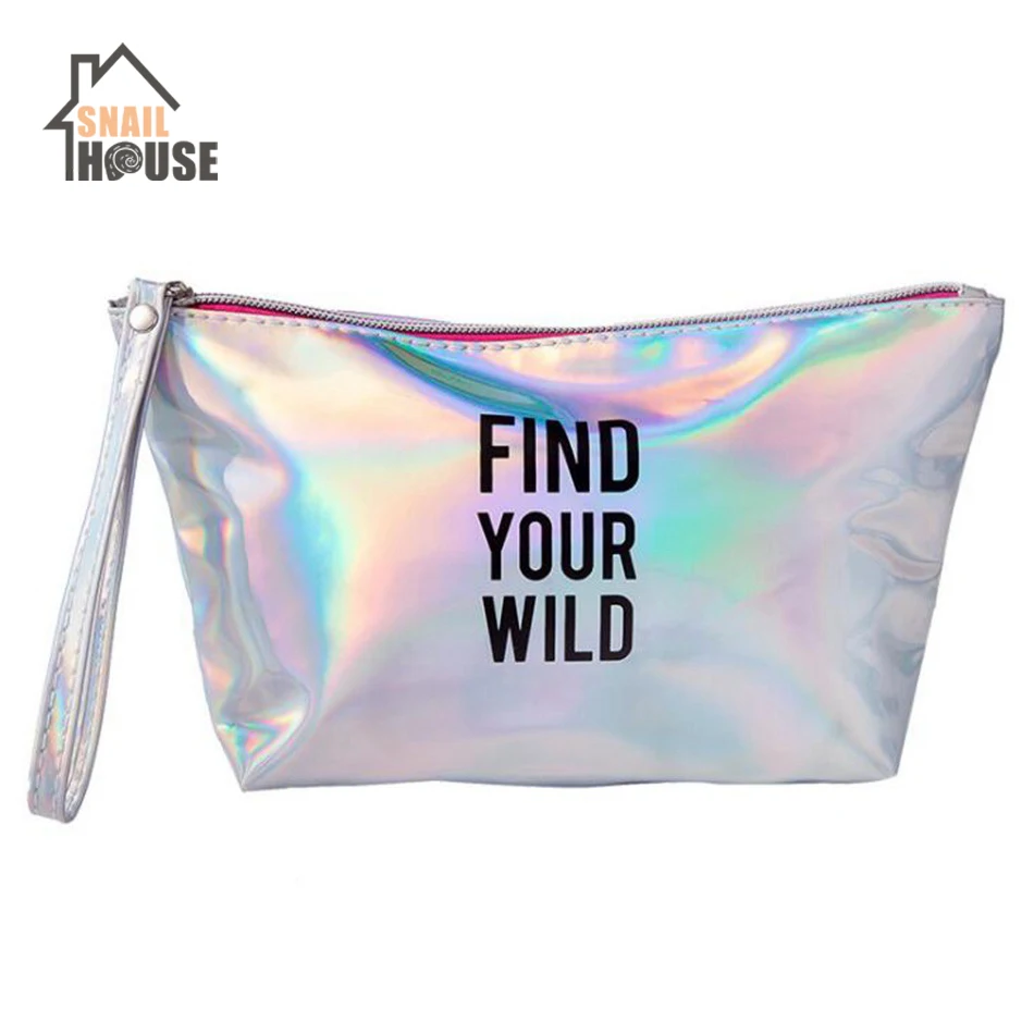 

Snailhouse Fashion Letter Cosmetic Bag PU Professional Makeup Bag Organizer Travel Waterproof Portable Makeup Case Wash Kit