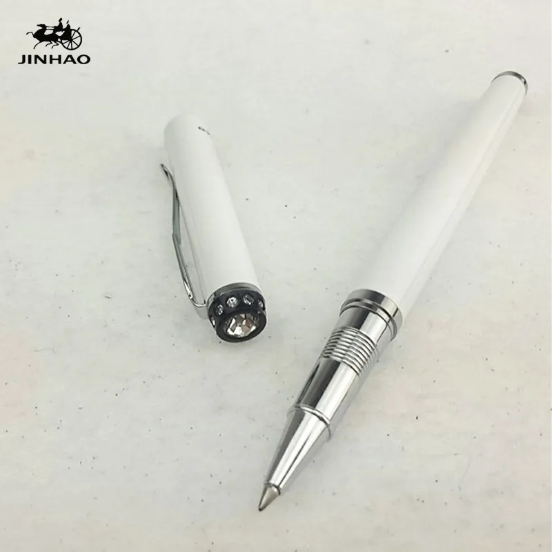 

1pc/lot Jinhao Roller Ball Pen 301 White Pens Silver Clip Stationery Material Escolar Jinhao School Supplies 14*1cm