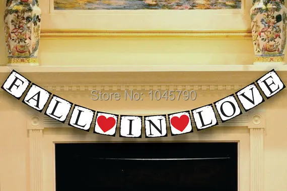 

Free Shipping 1 X FALL IN LOVE Banner Wedding Garland Sign Wedding Party Decoration Supplies