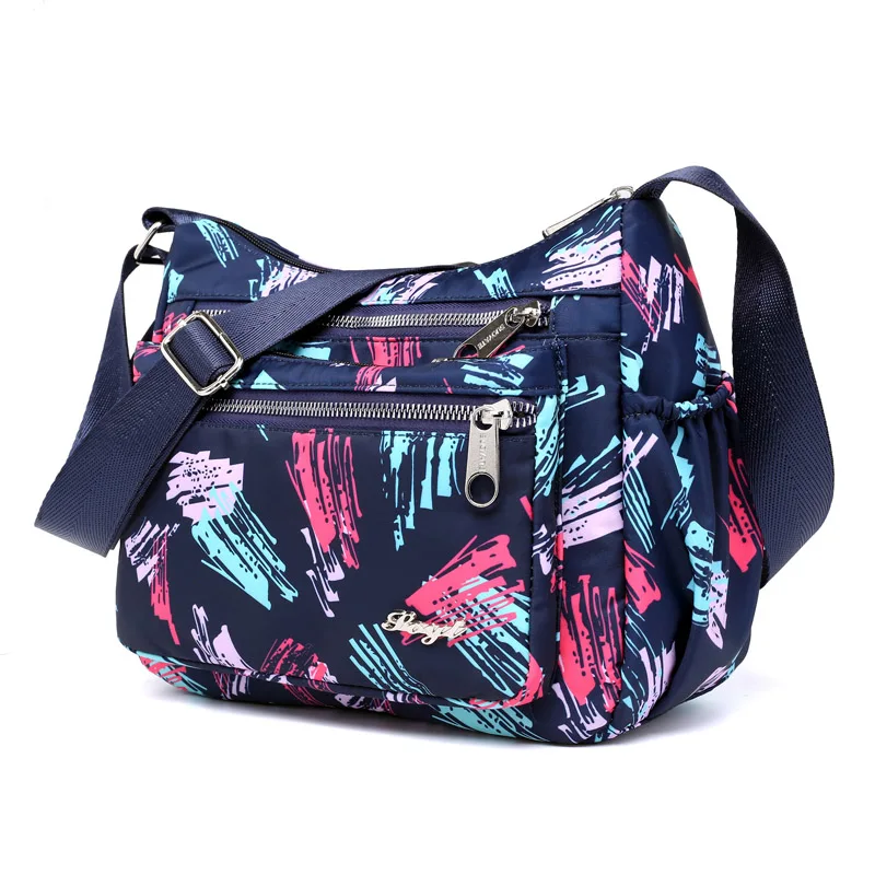 Модная женская сумка на плечо с цветочным узором, Высококачественная Водонепроницаемая нейлоновая сумка, Женская нейлоновая сумка-мессенджер с несколькими карманами