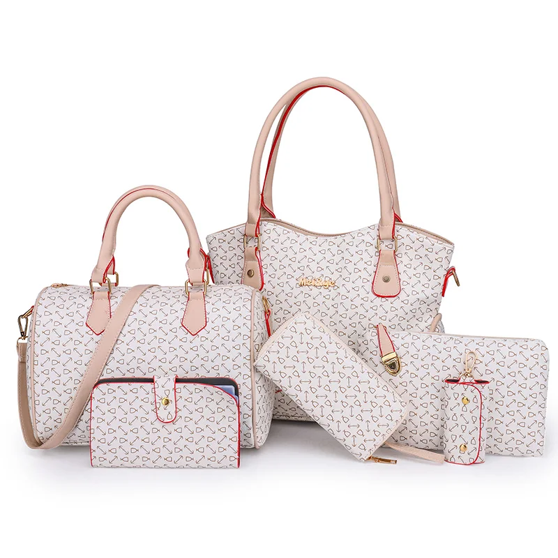 

6pcs/lot fashion trends women handbags shoulder bags set female pu leather composite bag romantic time practical women's bag set