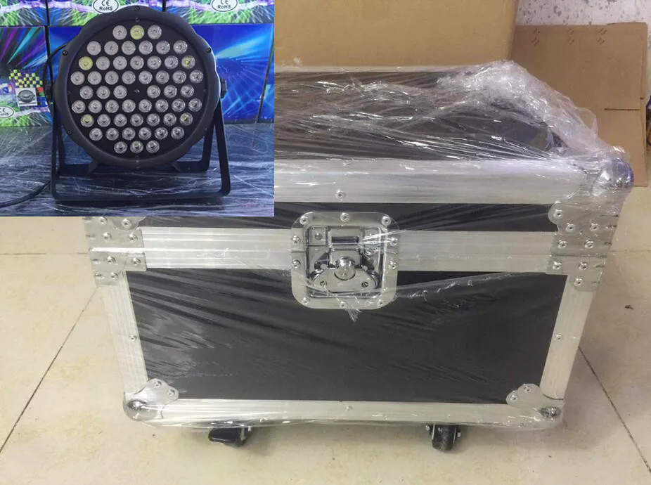 

8pcs 54X3W led par + flightcase +dmx cable DJ Par LED RGBW Wash Disco Light DMX Controller Free Shipping