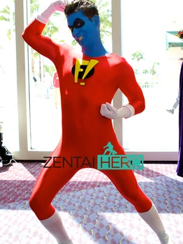 

Free Shipping DHL 2017 Adult Red And White Freakazoid Spandex Superhero Costume Halloween Costumes Cosplay Fancy Dress 16062160