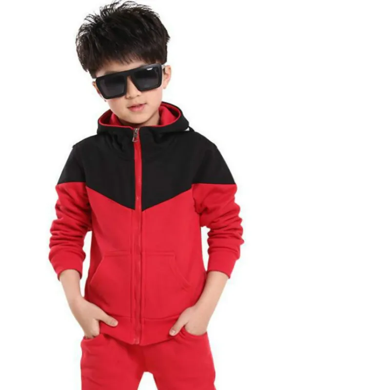

Baby Boy Clothes 2018 Toddler Kids Autumn Spring Clothing Set Solid Splice Coat+pants 2Pcs for Boys 2T-10 Children Sports Suits
