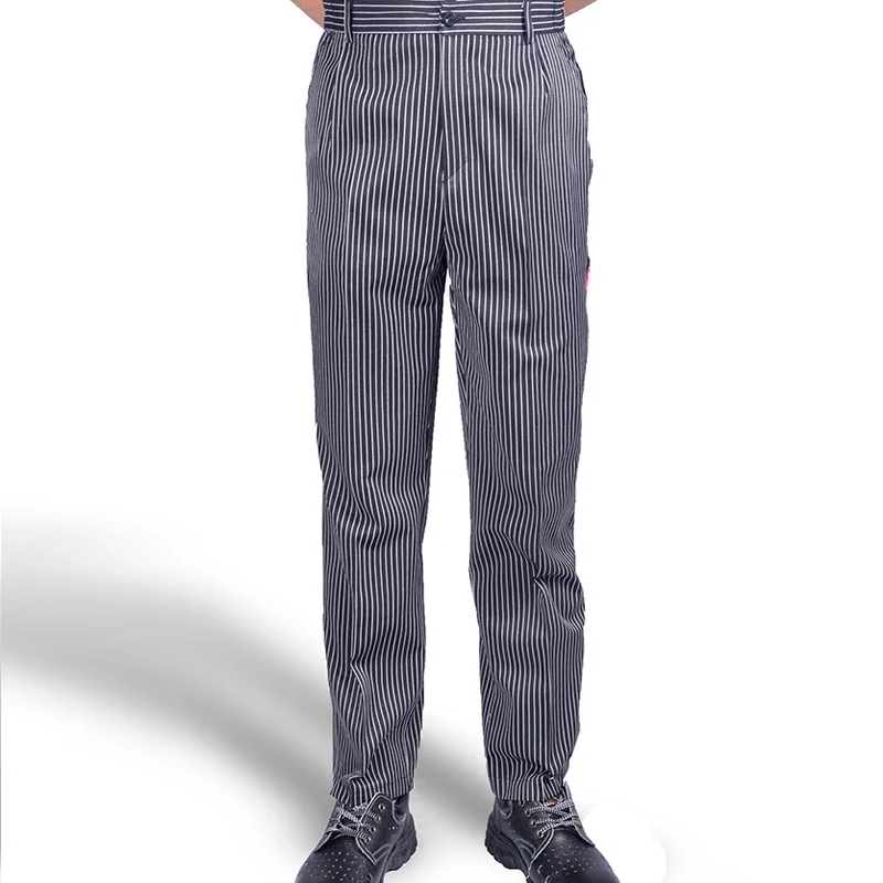 Chef Uniform Restaurant Pants Kitchen Trouser Chef Pants Elastic Waist Bottoms Food Service Mens Wear Work Clothes Men