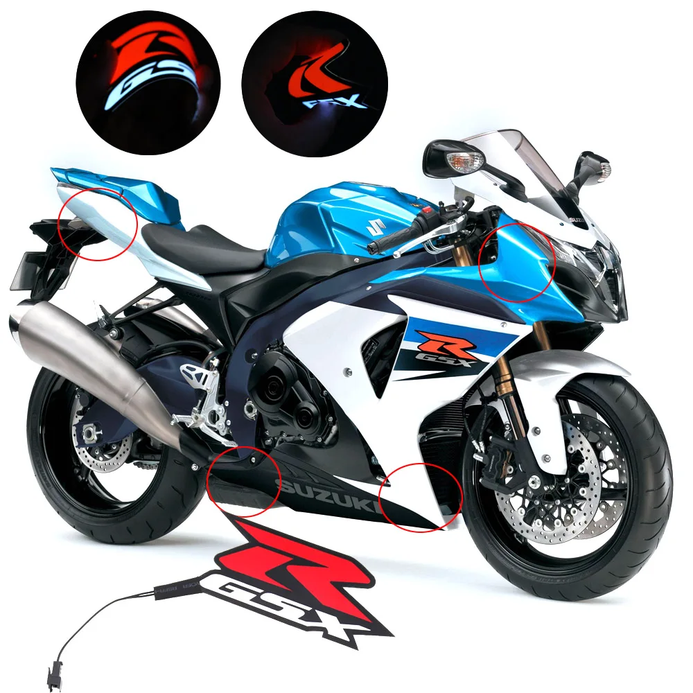 Мотоцикл комплект обтекателя средства ухода за кожей сбоку наклейки значок холодной светильник для Suzuki GSXR 1000 750 600 GSX-R K1 K2 K3 K4 K5 K6 K7 K8 K9 K10
