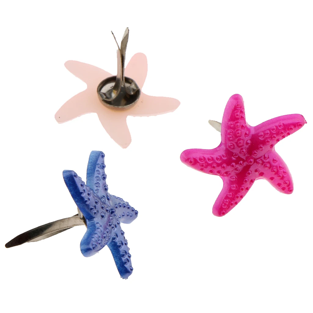 50x 19mm Starfish Shape Metal Brads Paper Fasteners for DIY Office Scrapbooking Embellishment Crafts Clothes Spikes Decor Brads