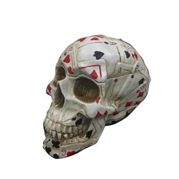 

Helloween Gift Simulation Playing Card Skull Resin Storage Box Decorations Creative Home Decoration Accessories X1039